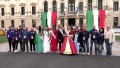 Authorities, organizers, and the Misses of the Wizz Air Venicemarathon in front of Villa Pisani in Stra.